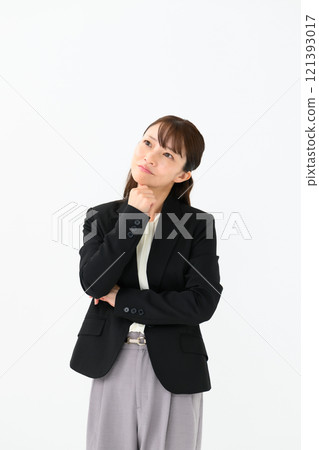 Business middle-aged woman worries Business middle-aged woman worries 121393017