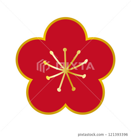 帶有金色邊框、透明背景的梅花插圖 帶有金色邊框、透明背景的梅花插圖 121393396