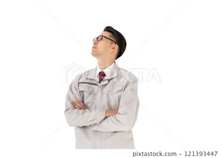 Men in work clothes worried 121393447