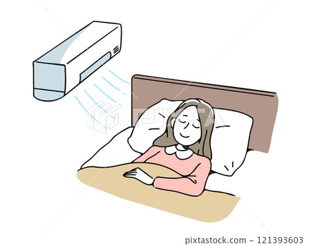 女人在舒適的溫度下睡覺 121393603