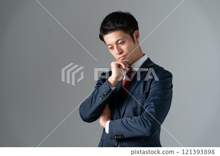 Middle-aged male lawyer worried Middle-aged male lawyer worried 121393898