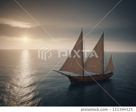 old sailing ship at sea 121394325