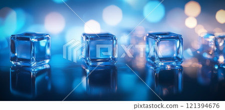 唯美的冰冷冰块蓝色背景 121394676