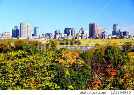 Looking across the Arakawa River toward Kawaguchi Station from near Akabane Golf Club [November 2024] 121394880