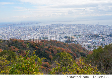 Autumn foliage in downtown Kobe as seen from Mount Takatori in the Kobe-Rokko mountain range (photographed in December 2024) 121395129