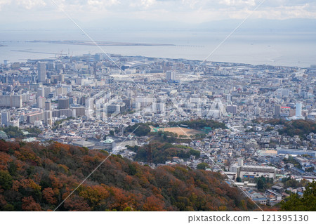 Autumn foliage in downtown Kobe as seen from Mount Takatori in the Kobe-Rokko mountain range (photographed in December 2024) 121395130
