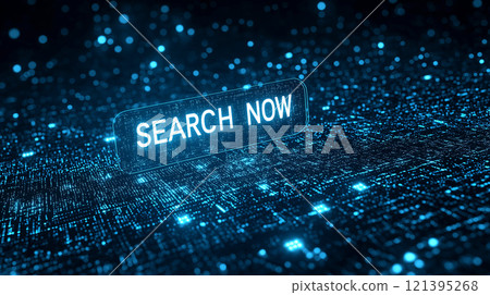 Digital search interface with SEARCH NOW text illuminated in blue cyber landscape Digital search interface with SEARCH NOW text illuminated in blue cyber landscape 121395268