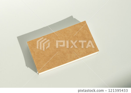 Blank Kraft Paper Cards on White Background Blank Kraft Paper Cards on White Background 121395433