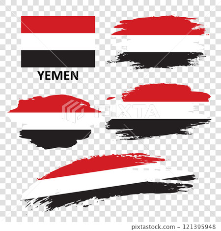 Set of vector flags of Yemen Set of vector flags of Yemen 121395948