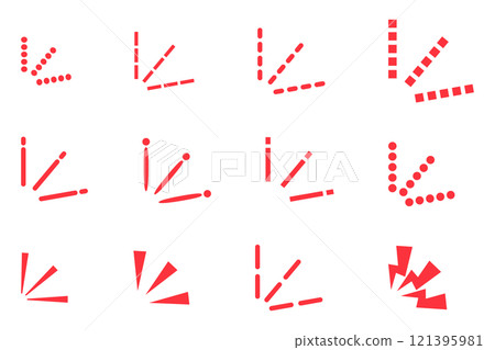Notice, surprise, attention, emphasis, illustration set of red icons 121395981
