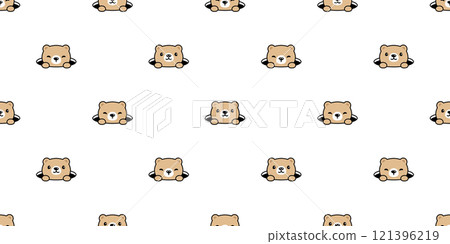 bear polar seamless pattern hole vector pet teddy cartoon doodle tile background gift wrapping paper repeat wallpaper scarf isolated illustration design 121396219