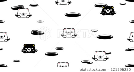 bear seamless pattern polar bear hole vector pet teddy cartoon doodle gift wrapping paper tile background repeat wallpaper scarf isolated illustration design 121396220