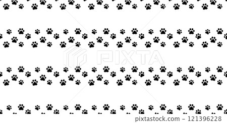 dog paw seamless pattern footprint cat pet french bulldog puppy kitten bear vector cartoon doodle tile background gift wrapping paper repeat wallpaper illustration scarf isolated design 121396228