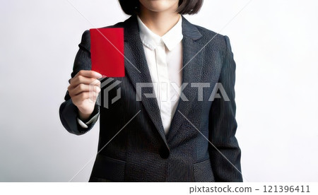 AI image: Woman giving a red card 121396411