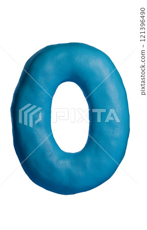 3D blue number zero with realistic clay texture, mimicking handcrafted plasticine design. Digit 0 Isolated on white background, ideal for creative projects, advertising, education, and playful designs 3D blue number zero with realistic clay texture, mimicking handcrafted plasticine design. Digit 0 Isolated on white background, ideal for creative projects, advertising, education, and playful designs 121396490