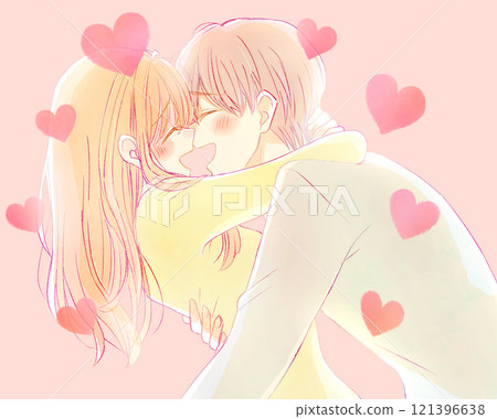 Men and women hugging and laughing, winter, heart 121396638