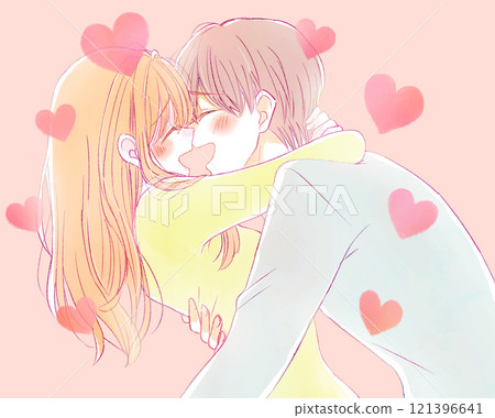 一個男人和一個女人擁抱在一起大笑,冬之心 一個男人和一個女人擁抱在一起大笑,冬之心 121396641