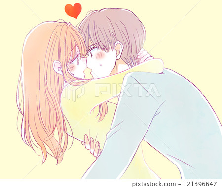 親吻瘋狂的男女情侶 親吻瘋狂的男女情侶 121396647