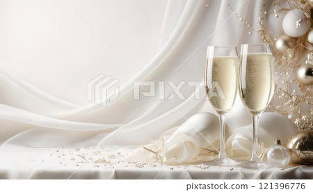 [AI圖像] 香檳倒入玻璃杯中 121396776