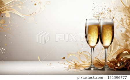 [AI圖像] 香檳倒入玻璃杯中 121396777