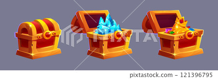 Golden treasure chests - closed and filled Golden treasure chests - closed and filled 121396795