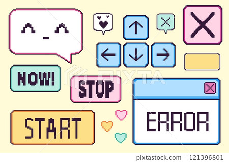 Pixel game interface elements set 121396801