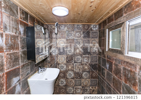 Korean glamping in bathroom interior Korean glamping in bathroom interior 121396815