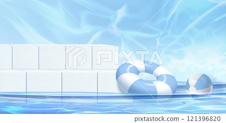 White podium with swimming pool White podium with swimming pool 121396820