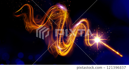 Magic wand creating luminous glowing effect Magic wand creating luminous glowing effect 121396837