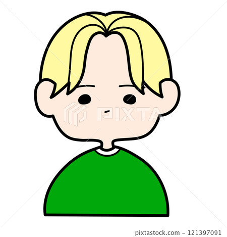 A simple boy with blonde center-parted hair 121397091