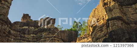 travel and people activity concept with mountain and rock in tropical forest travel and people activity concept with mountain and rock in tropical forest 121397366