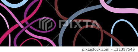 The interweaving of colorful ribbons. Template for the cover, poster, banner, packaging, interior. The idea of creative design The interweaving of colorful ribbons. Template for the cover, poster, banner, packaging, interior. The idea of creative design 121397549