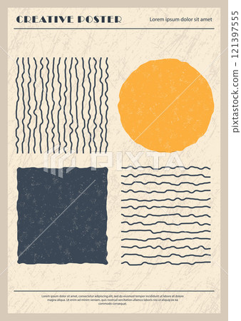 Geometric poster. Creative idea for interior design, postage stamp or cover 121397555