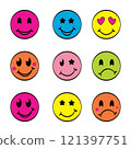 Hand drawn retro smiley emoji illustration 121397751