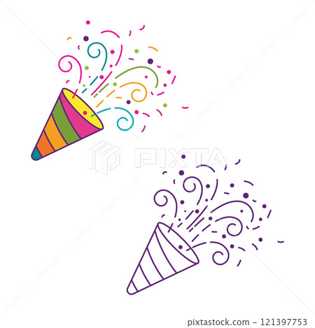 Trumpet party and celebration icon illustration Trumpet party and celebration icon illustration 121397753
