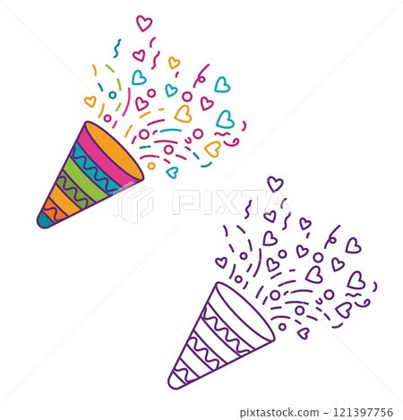 Trumpet party and celebration icon illustration Trumpet party and celebration icon illustration 121397756