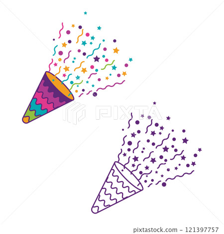 Trumpet party and celebration icon illustration Trumpet party and celebration icon illustration 121397757