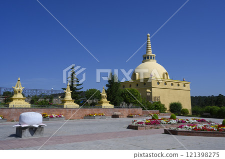 A square with Buddhist stupas near Rinpoche Bagsha Datsan in Ulan-Ude, Russia A square with Buddhist stupas near Rinpoche Bagsha Datsan in Ulan-Ude, Russia 121398275