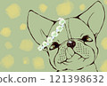 Spring postcard with a tongue-out French bulldog 121398632
