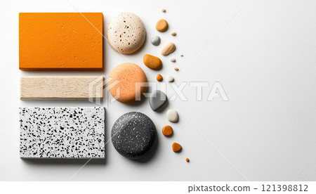 Eco friendly building materials in various colors and textures 121398812