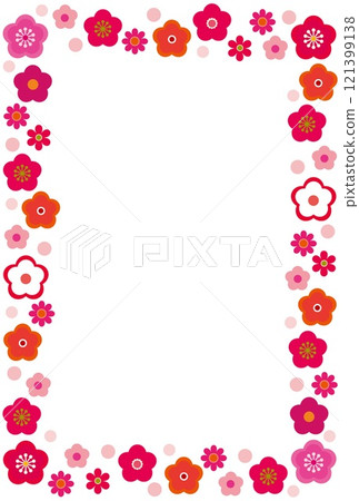 Plum blossom frame, white background, postcard size Plum blossom frame, white background, postcard size 121399138