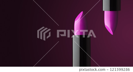 two beautiful purple lipsticks in a black case on a dark background two beautiful purple lipsticks in a black case on a dark background 121399286