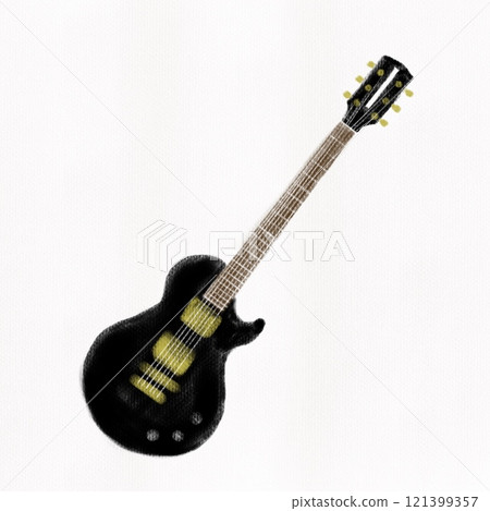 Illustration of a black electric guitar Illustration of a black electric guitar 121399357