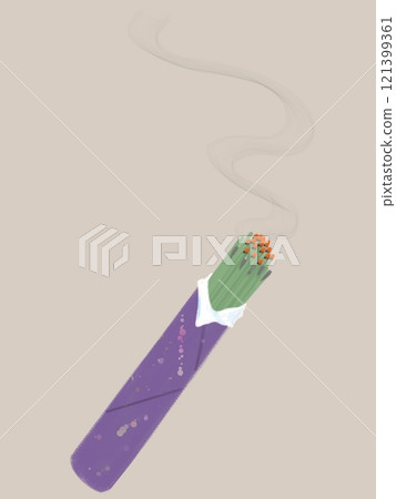 一堆香和升起的煙霧 一堆香和升起的煙霧 121399361