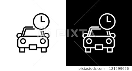 汽車旅行時間簡單線圖標 汽車旅行時間簡單線圖標 121399636