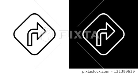 Right turn sign simple line icon 121399639