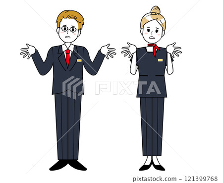 男性和女性銷售人員為客戶服務的插圖 121399768