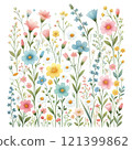 春天的花園，色彩繽紛的花朵插畫 121399862