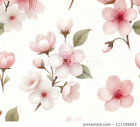 水彩畫櫻花花的背景圖 121399863