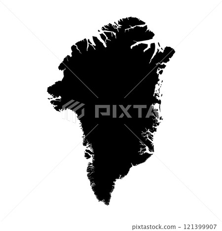 Greenland high detailed vector representation of country silhouette in solid black on white background. For educational, decorative, or informational use showcasing the national outline. Greenland high detailed vector representation of country silhouette in solid black on white background. For educational, decorative, or informational use showcasing the national outline. 121399907